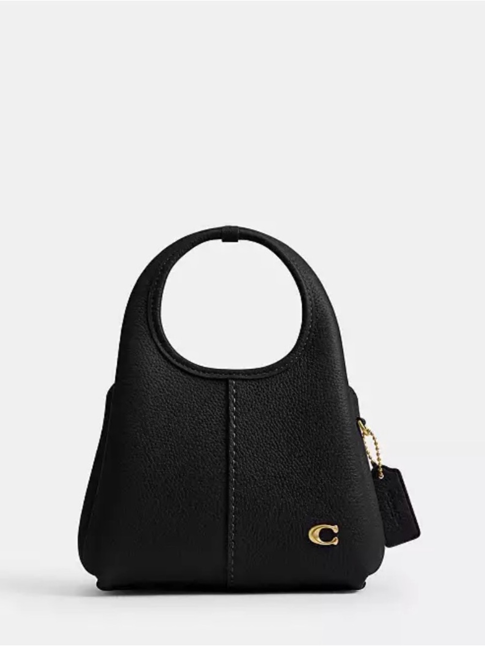 Coach Mini Pebbled Leather Top-Handle Bag in Black with Gold Hardware